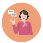 Globe and chat icon symbolizing multilingual interpreter services